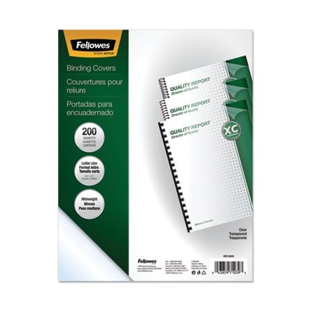 Fellowes Fellowes, Crystals Presentation Covers With Square Corners, 11 X 8 1/2, Clear, 200PK 5204303